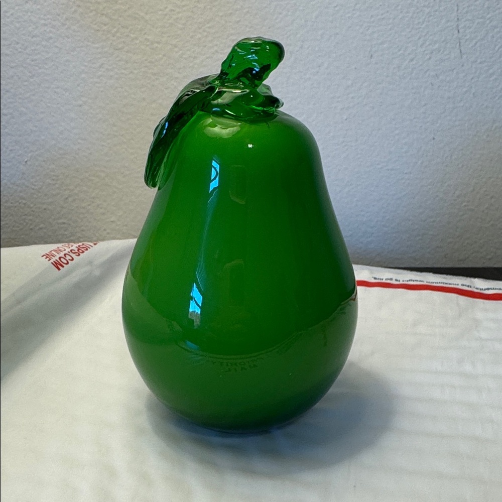 Vintage Empoli Style Green Glass Pear Figurine